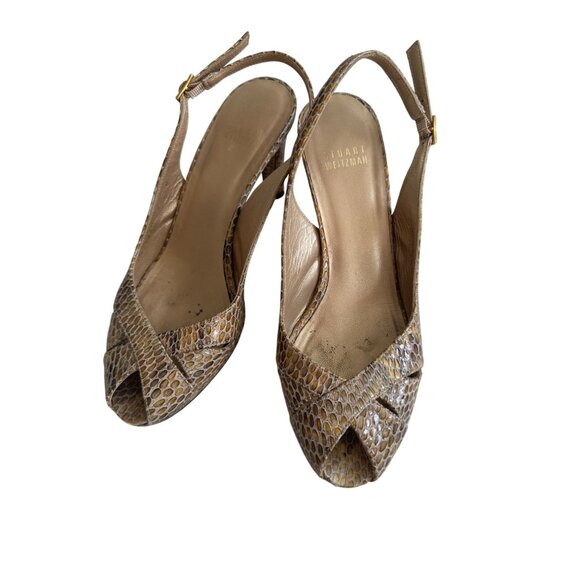 STUART WEITZMAN Leather Animal Print Slingback Heels Size 7 - Picture 2 of 7